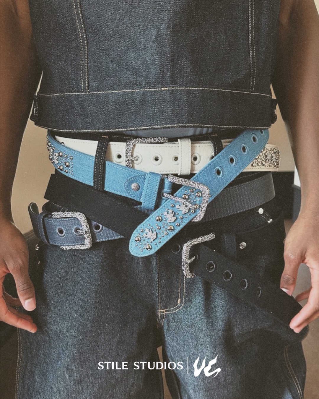 Veneda Carter studded denim belts