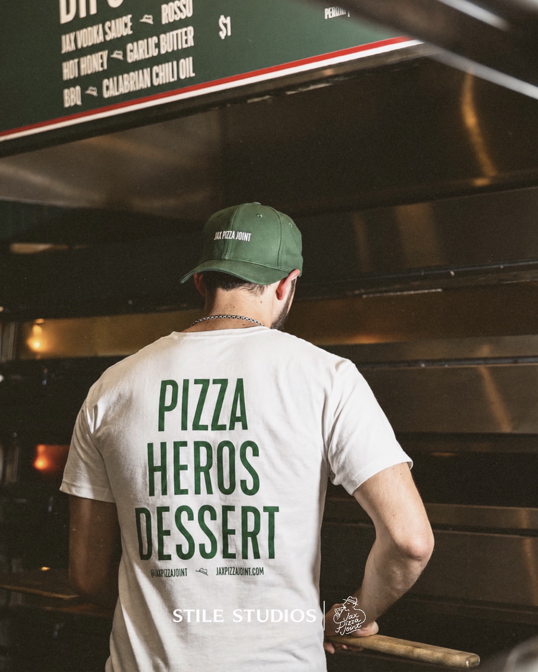 Jax Pizza Joint crew tee and cap
